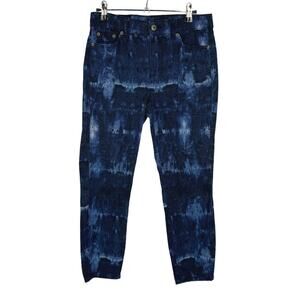 Lauren Ralph Lauren Dark Wash Tie Dye Denim‎ Skinny Cropped Jeans Women 4P